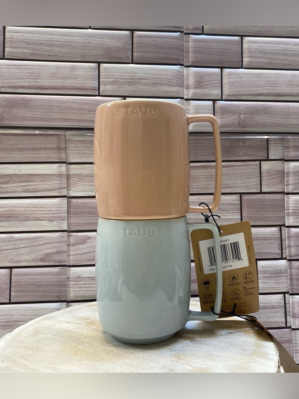 Staub ❤️ (2) Elevate everyday moments Stacking Mugs PK/Blue NWT